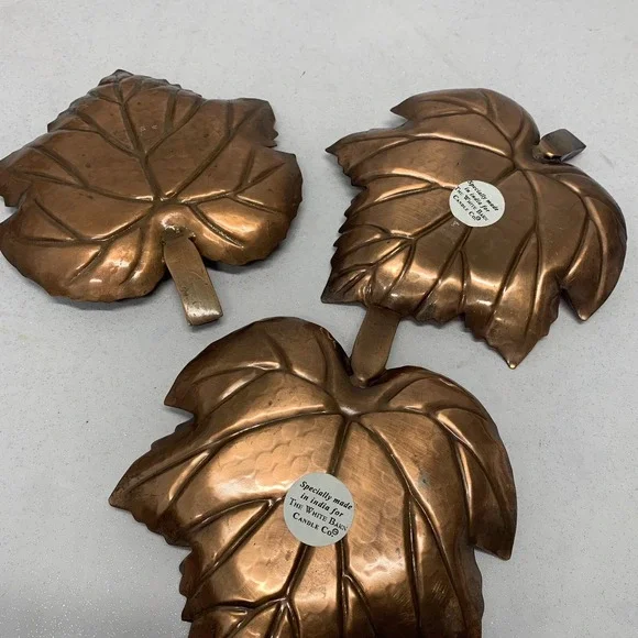 White Barn Copper Trinket Dish Maple Leaf Holder Lot of‎ 3  Candles Made India - Picture 5 of 8